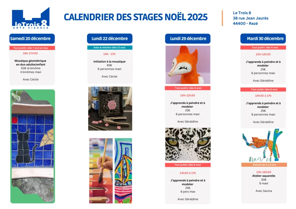 calendrier stages noel 2025
